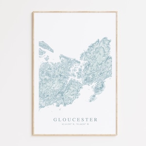 Gloucester Map Print, Massachusetts Map Poster, Gloucester Gift, Cape Ann Map Print, North Shore MA Art, Beach House Decor