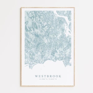 Impression de carte de Westbrook dans le Connecticut, art de la carte du Connecticut, cadeau Westbrook, cadeau du Connecticut, impression CT de Westbrook, carte sonore de Long Island