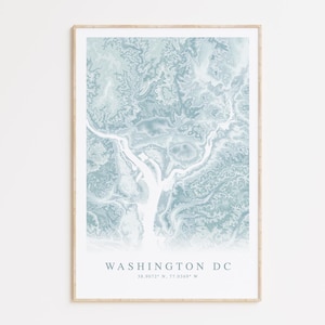 Impression de carte de Washington DC, carte de Washington DC, cadeau maison de plage, art mural DC, décoration de maison de plage, cadeau Washington dc
