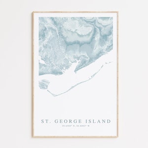 St. George Island Map Print, Map of Forgotten Coast Florida, Florida Beach Home Gift, Florida Wall Art, Beach House Decor, St George Gift