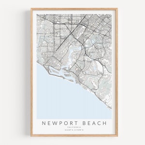 Impression de carte de Newport Beach, affiche de Newport Beach, carte de Newport Beach, art mural en Californie, impression de carte de Californie, Newport Beach en Californie