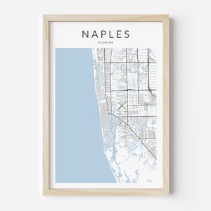 Naples Florida Map Print, Naples Wall Art, Naples Poster, Naples Florida Decor, Coastal Wall Art, Naples Gift, Florida Map, Map of Florida