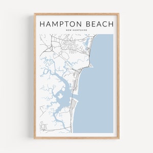 Impression de carte de Hampton Beach, impression de carte de Hampton New Hampshire, affiche de Hampton Beach, affiche de carte de Hampton Beach NH, impression de carte du New Hampshire