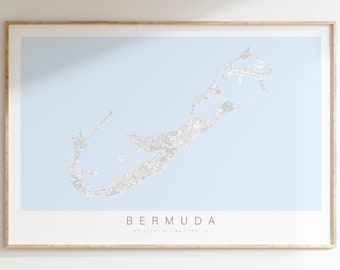 Bermuda Map Print, Bermuda Map, Bermuda Poster, Island Art, Bermuda Gift,  Bermuda Wall Art, Coastal Home Decor, Island Decor