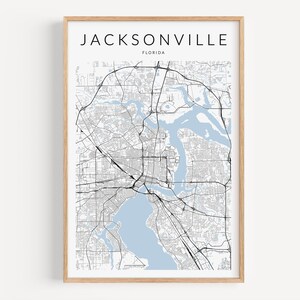 Jacksonville Map Print, Florida Map Print, Jacksonville Florida Poster, Jacksonville Decor, Coastal Decor, Florida Map, Unframed Poster