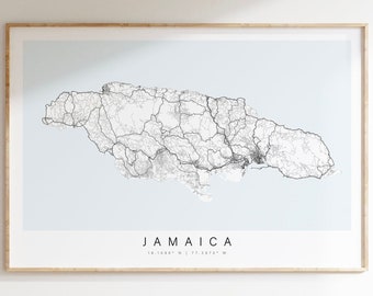 Jamaica Map Print, Jamaica Poster, Jamaica Island, Jamaica Gift, Personalized Map, Montego Bay, Kingston Jamaica, Jamaica Home Decor