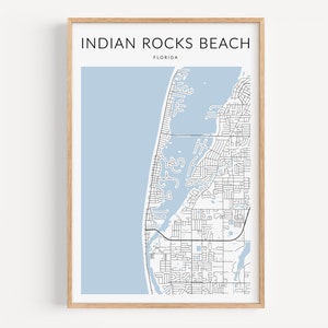 Impression de carte d'Indian Rocks Beach, impression de carte de Floride, affiche d'Indian Rocks Beach, déco de plage d'Indian Rocks, carte de la Floride, affiche sans cadre