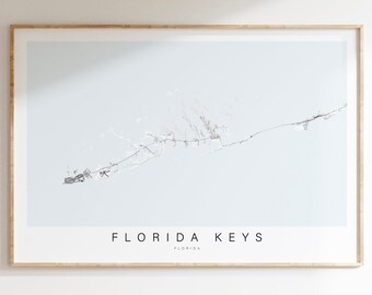 Impression de carte de Key West en Floride, carte des Keys de Floride, affiche de Key West, cadeau de Key West, art mural côtier, décor côtier, décor d'île