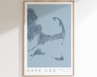 Cape Cod Map Print, Cape Cod Poster, Nantucket Map Print, Martha&#39;s Vineyard Map Print, Cape Cod Gift, Cape Cod Decor, Coastal Decor MA