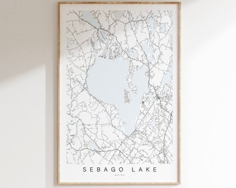 Sebago Lake Map Print, Sebago Lake Maine Poster, Lake House Decor, Sebago Lake Maine, Lake House Gift, Sebago Lake Gift, Lake House Wall Art