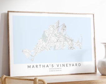 Martha's Vineyard Map Print, Martha's Vineyard Poster, Marthas Vineyard Art, Martha's Vineyard MA Gift, Martha's Vineyard Wall Art