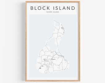 Block Island Map Print Rhode Island Map Print Block Island Rhode Island Poster Block Island Decor Coastal Decor City Map Print