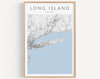 Long Island Map Print, Long Island Poster, New York Wall Art, Long Island Gift, Coastal Wall Decor, New York Map Print, Montauk NY Decor