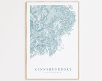 Kennebunkport Maine Map Print, Map of Kennebunk Maine, Maine Beach Home Gift, Maine Wall Art, Beach House Decor, Maine Gift, New England Art
