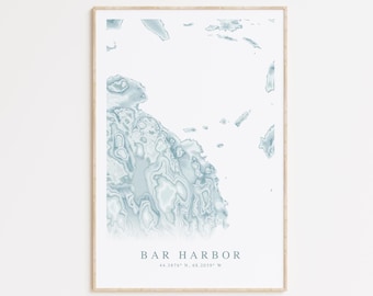 Bar Harbor Maine Map Print, Map of Bar Harbor Maine, Maine Beach Home Gift, Maine Wall Art, Beach House Decor, Maine Gift, New England Art
