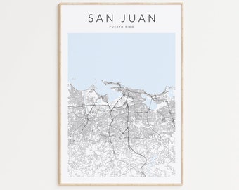 San Juan Map Print, Puerto Rico Map Print, San Juan Puerto Rico Poster, PR Decor, San Juan Gift, Puerto Rico Gift, Puerto Rico Island Map