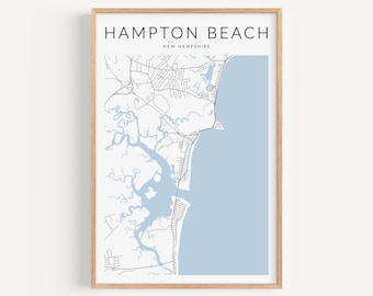 Hampton Beach Map Print, Hampton New Hampshire Map Print, Hampton Beach Poster, Hampton Beach NH Map Poster, New Hampshire Map Print