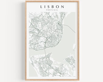 Lisbon Map Print, Portugal Map Print, Lisbon Portugal Poster, Lisbon Gift, Lisbon Art, Lisbon Decor, Map Decor, City Map Art