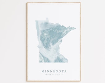 Minnesota Map Print, Map of Minnesota, Minnesota State Home Gift, Minnesota Wall Art, US State Map Art, Minnesota Gift