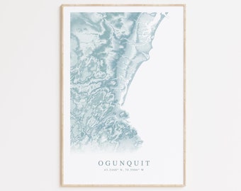 Ogunquit Maine Map Print, Map of Ogunquit Maine, Maine Beach Home Gift, Maine Wall Art, Beach House Decor, Maine Gift, New England Art