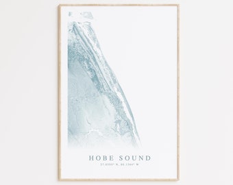 Hobe Sound Map Print, Map of Hobe Sound Florida, Florida Beach Home Gift, Florida Wall Art, Beach House Decor, Hobe Sound Gift