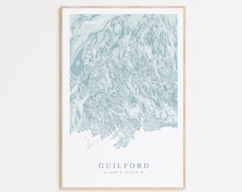 Guilford Connecticut Map Print, Connecticut Map Art, Guilford CT Gift, Connecticut Gift, Guilford CT Print, Long Island Sound Map