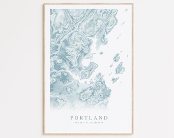 Portland Maine Map Print, Map of Portland Maine, Maine Beach Home Gift, Maine Wall Art, Beach House Decor, Maine Gift, New England Art