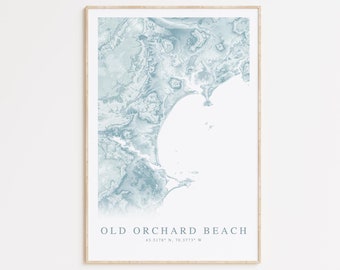 Old Orchard Beach Map Print, Map of Old Orchard Maine, Maine Beach Home Gift, Maine Wall Art, Beach House Decor, Maine Gift, New England Art