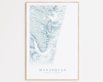 Manasquan New Jersey Map Print, Map of Manasquan, Manasquan Gift, New Jersey Beach Home Gift, New Jersey Art, Beach House Decor