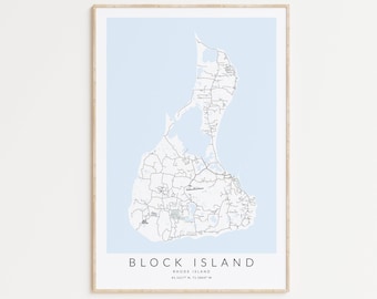 Block Island Map Print, Block Island Poster, Rhode Island Wall Art, Block Island Gift, Nautical Wall Art, Rhode Island Map Print, Beach Art