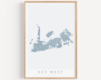 Impression de carte de Key West, impression de carte des Keys de Floride, affiche de Key West, cadeau de Key West, impression de Key West en Floride, décoration intérieure de Floride, carte de Key West