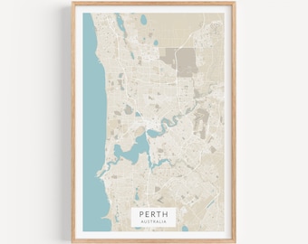 Perth Australia Map Print, Map of Perth, Australia Wall Art, Australia Map Poster, Perth City Wall Decor, Australia Art