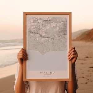 Malibu California Map Print, Malibu California Poster, Map of Malibu, California Wall Art, California Map Print, Malibu California Gift