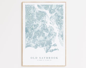 Old Saybrook Connecticut Map Print, Connecticut Map Art, Old Saybrook Gift, Connecticut Gift, Old Saybrook Print, Long Island Sound Map Art