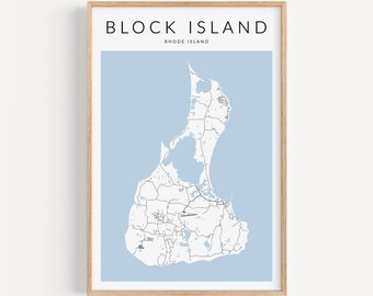 Block Island Map Print, Rhode Island Map Print, Block Island Rhode Island Poster, Block Island Decor, Coastal Decor, City Map Print