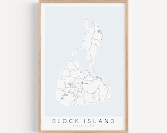 Block Island Map Print Rhode Island Map Print Block Island Rhode Island Poster Block Island Decor Coastal Decor City Map Print