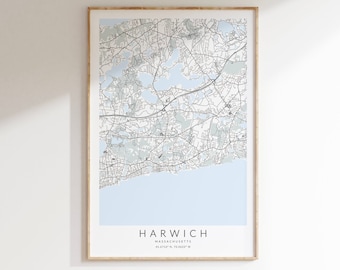 Harwich Massachusetts Map Print, Cape Cod Map Print, Harwich Cape Cod Map, Massachusetts Map Poster, Harwich Massachusetts Wall Art