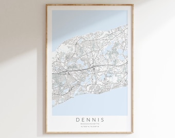Dennis Massachusetts Map Print, Cape Cod Map Print, Dennis Cape Cod Map, Massachusetts Map Poster, Dennis Massachusetts Wall Art, Dennis MA