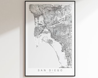 San Diego Map Print, San Diego Poster, San Diego California Street Map Decor, San Diego Gift, San Diego Art, California Decor