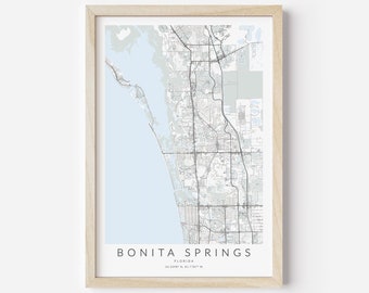 Bonita Springs Map Print, Florida Map Print, Bonita Springs Poster, Bonita Springs Gift, Bonita Springs Decor, Bonita Beach Map, Bonita Art