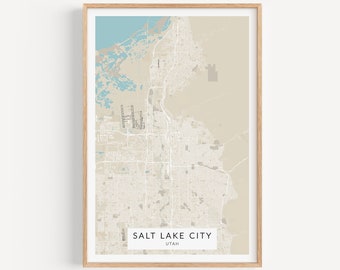Salt Lake City Map Print, Map of Salt Lake City, Utah Wall Art, Utah Map Poster, Salt Lake City Wall Decor, Utah Art