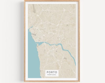 Porto Map Print, Map of Porto, Portugal Wall Art, Porto Map Poster, Portugal Wall Decor, Portugal Map Art, Porto Portugal Gift
