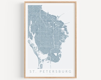 Carte Ancienne De Saint-Pétersbourg, Floride 1889 - Reproduction Vintage Prête à Encadrer