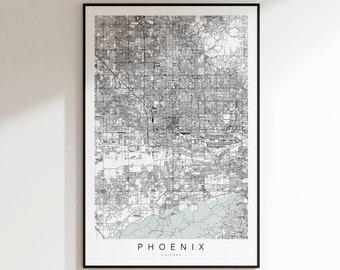 Phoenix Map Print, Arizona Poster, Phoenix Arizona Street Map Decor, Phoenix Gift, Phoenix Art, Arizona Wall Decor, Phoenix Wall Decor