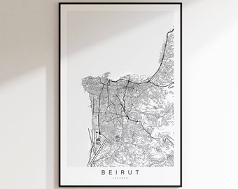 Beirut Map Print, Lebanon Print, Beirut Wall Art, Beirut Lebanon Art, Lebanon Wall Decor, Beirut Map Art, Beirut Gift, Beirut Map Wall Art