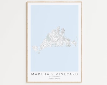Martha's Vineyard Map Print, Martha's Vineyard Poster, Cape Cod Wall Art, Martha's Vineyard Gift, Nautical Wall Art, Massachusetts Map Print
