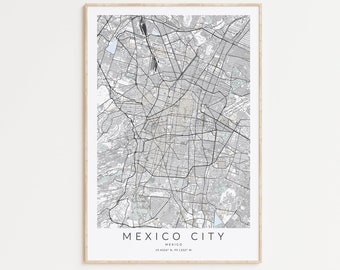 Mexico City Map Print, Mexico City Poster, Mexico City Gift, Mexico Decor, Map of Mexico City, Mexico City Mexico, Mexico City Wall Art