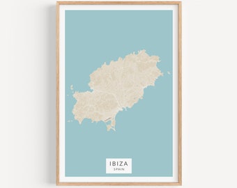 Ibiza Map Print, Map of Ibiza, Spain Wall Art, Ibiza Map Poster, Spain Wall Decor, Spain Map Art, Ibiza Spain Gift