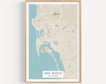 San Diego Map Print, Map of San Diego, California Wall Art, San Diego Map Poster, California Wall Decor, San Diego Art, San Diego CA Gift