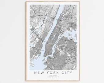 New York City Map Print, NYC Print, Manhattan Poster, New York Gift, NYC Decor, Queens New York, Map of New York City, New York Poster